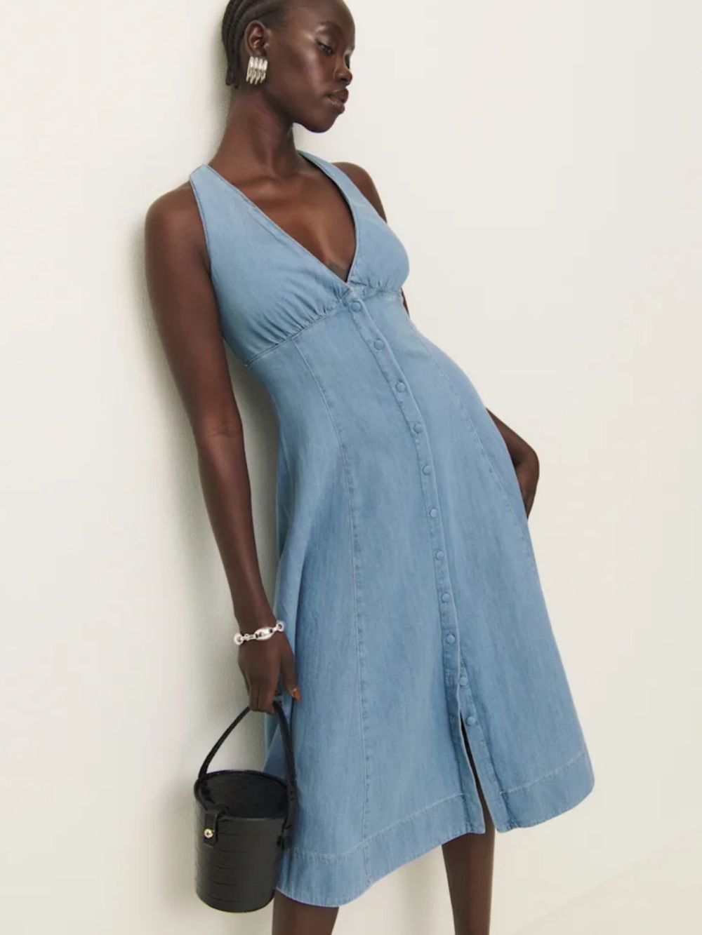 Reformation Sebastien Denim Midi Dress